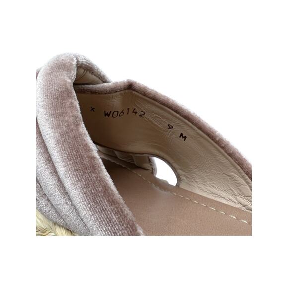 Stuart Weitzman Sz 9 Pufftoproffia Blush Pink Velvet Raffia Platform Sandals - Picture 7 of 9